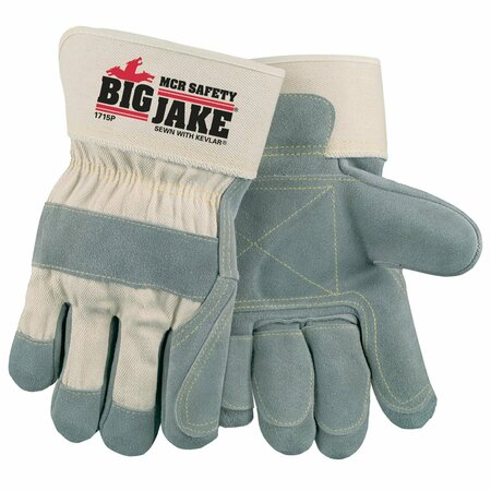 MCR SAFETY Gloves, Big Jake Dbl leather palm and fingers L, 12PK 1715PL